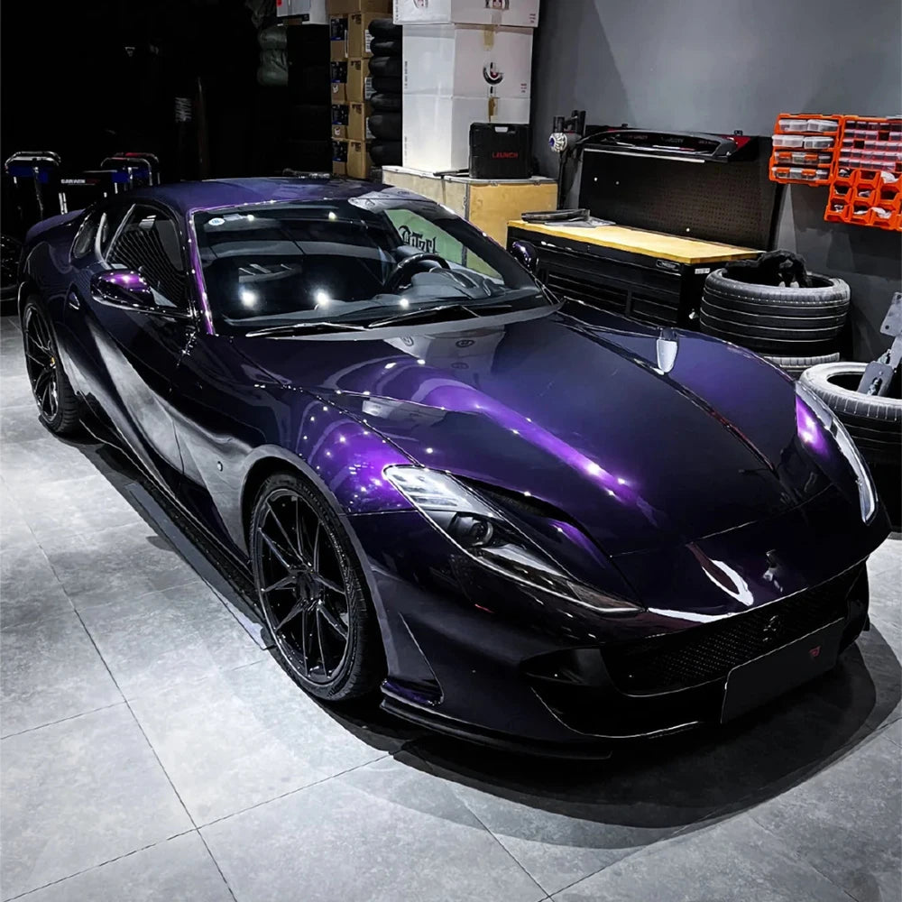 18M Roll High Glossy Metallic Midnight Purple Vinyl Film Sticker DIY Car Wrap Foil with Air Release Self Adhesive Decal Wrapping
