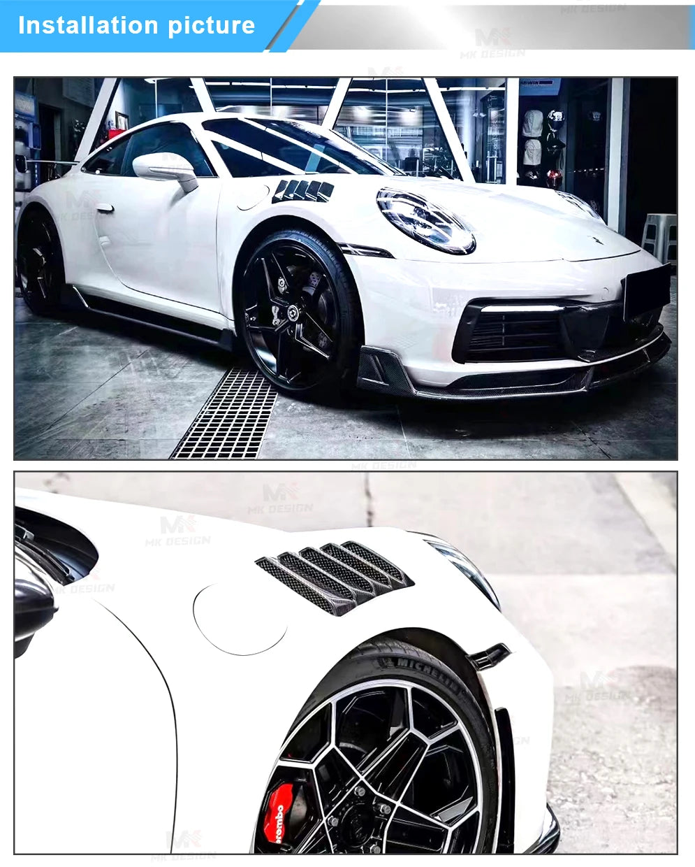 Carbon Fiber Front Fender Flares for Porsche 911 992 2021-2024 Side Fenders Air Vent Cover Trims Car Accessories