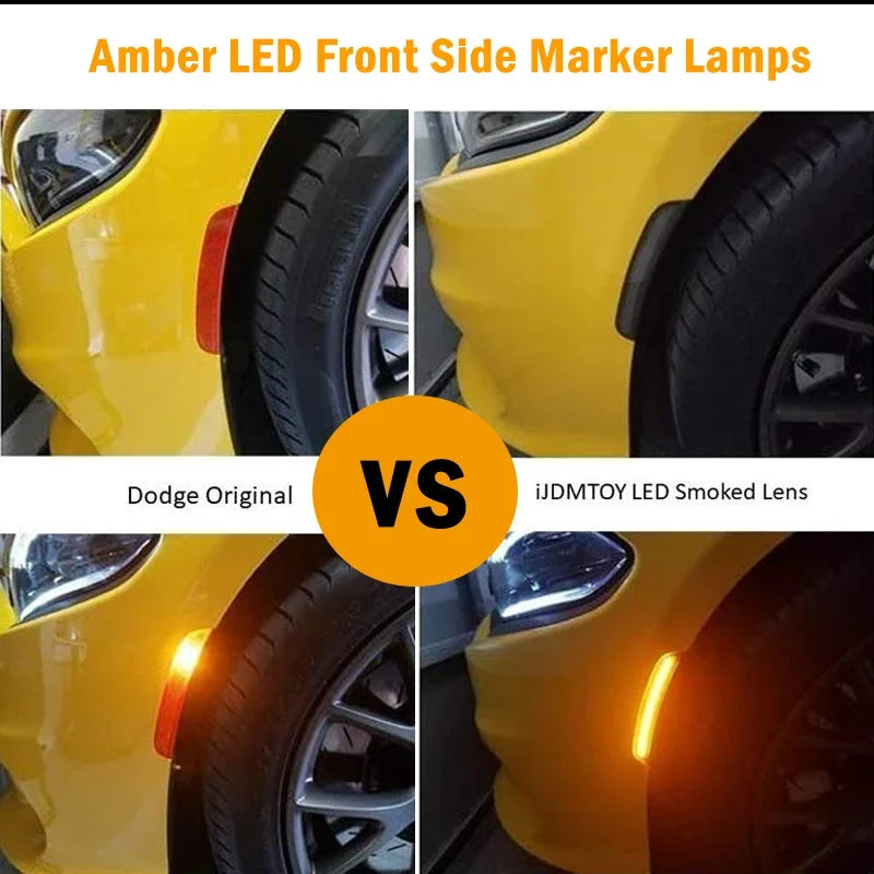 Front Rear Fender Side Marker Lights For Dodge Charger 2015 2016 2017 2018 2019 2020 2021 LED Turn Signal Lights Parking Lights
