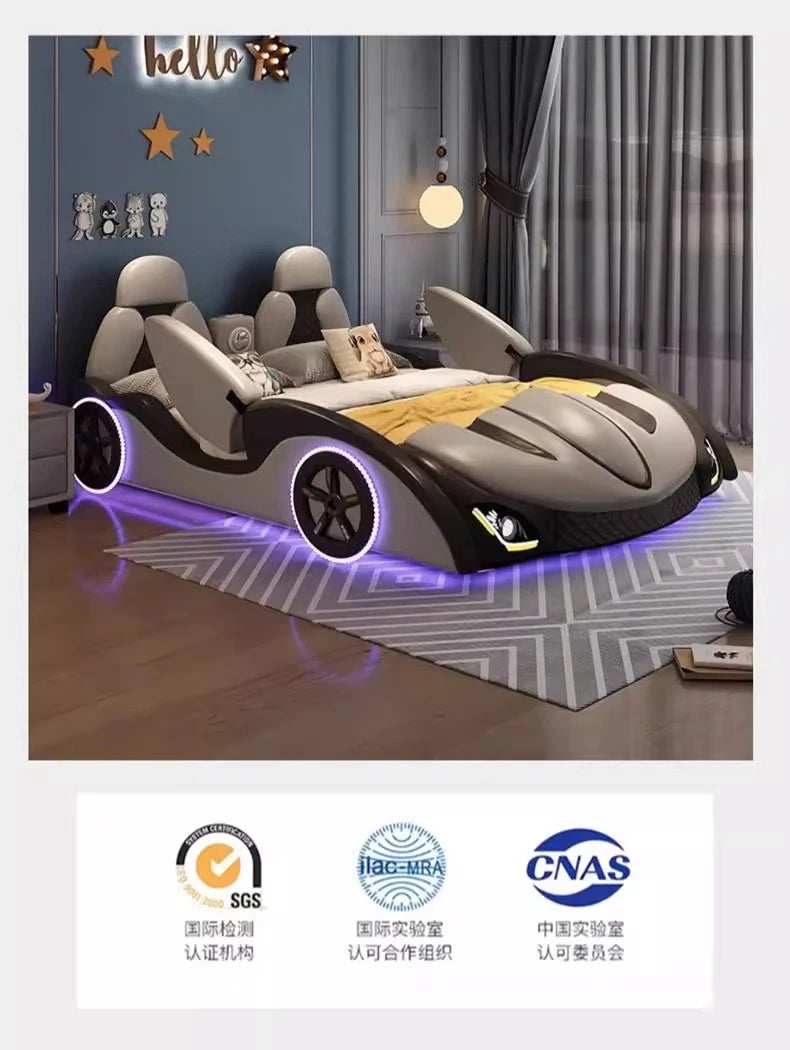 With lights and sound system 120x200 150x200 180x200 cm Sports car bed bedroom furniture Bed bases and frames Double beds