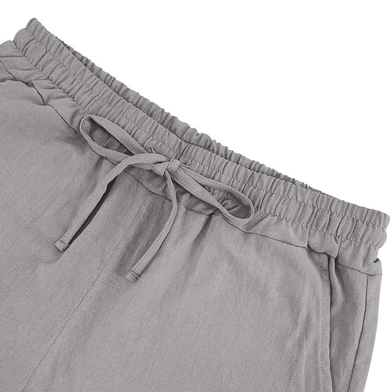 Men's Linen Sleeveless Hooded Shirt and Shorts Set