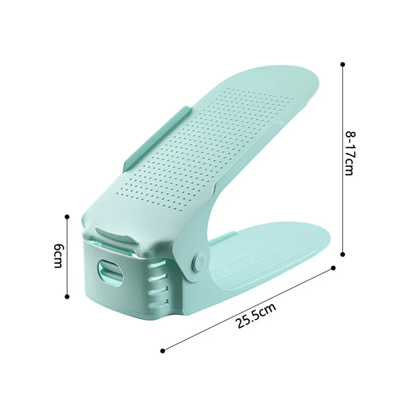 1/4/10 Pcs Shoe Organiser Plastic Adjustable Height Shoe Shelf Top and bottom compartment design Save space in your shoe cabinet