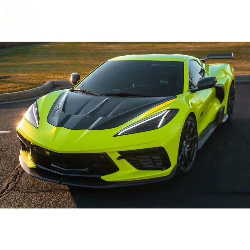 High Quality ZR1 Style Carbon Fiber Engine Hood Front Fender Trunk Lid Replacement Body Parts for Corvette C8