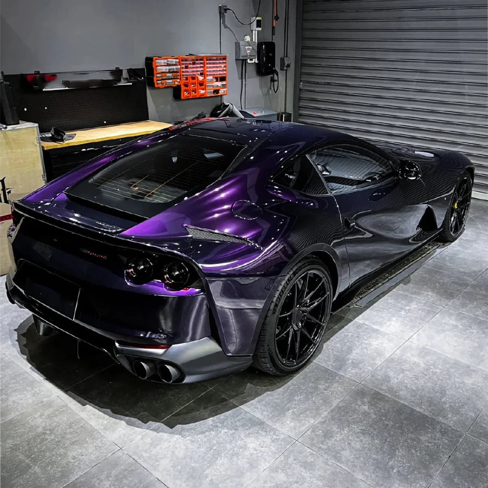 18M Roll High Glossy Metallic Midnight Purple Vinyl Film Sticker DIY Car Wrap Foil with Air Release Self Adhesive Decal Wrapping