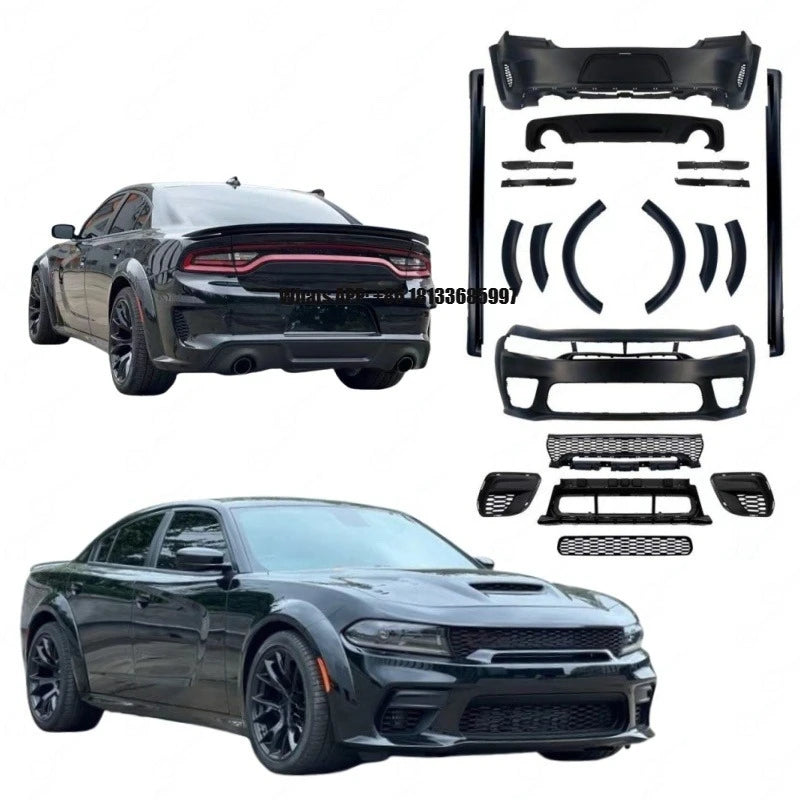 Car Conversion Upgrade SRT Front Rear Bumper Fender Bonnet Hood Spoiler Facelift Body Kit for Dodge Charger Bodykit