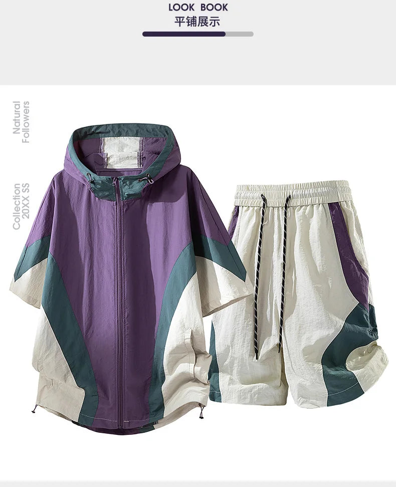 Summer Style Quick-Drying Shirt and Shorts Set for Men