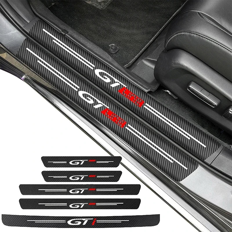 Carbon Fiber Car Door Sill Sticker Auto Door Threshold Protector Strip For Peugeot GT GTi GT Line 508 5008 3008 208 2008 308 206