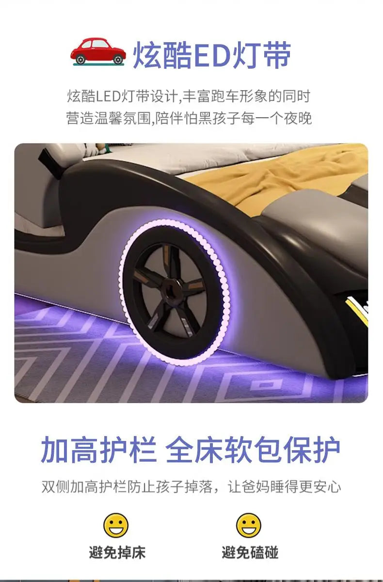 With lights and sound system 120x200 150x200 180x200 cm Sports car bed bedroom furniture Bed bases and frames Double beds