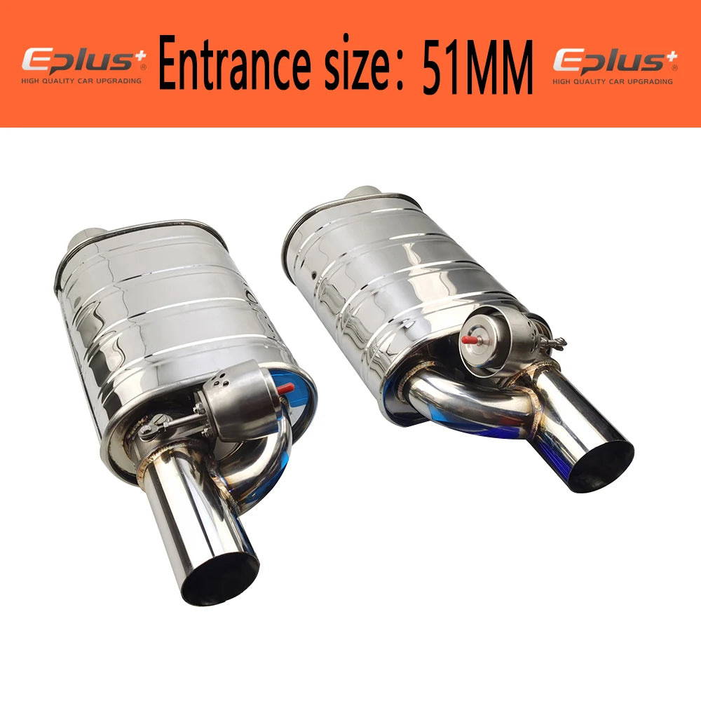 EPLUS 1 Pair Car Exhaust System Vacuum Valve Control Exhaust Pipe Kit Remote Control Variable Silencer Stainless Universal 63mm