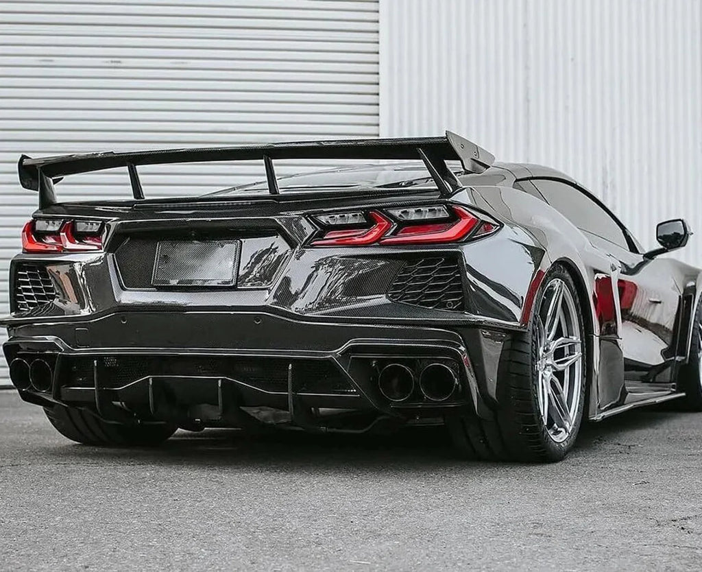 For 2020-2023 Chevrolet/Chevy Corvette C8 E-ray STG Z51 Rear Bumper Diffuser Rear Lip Splitter Spoiler Shark Fin Style Body Kit