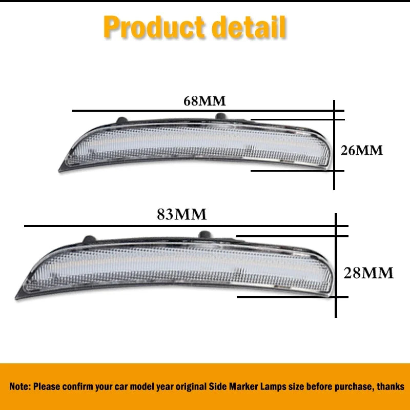 Front Rear Fender Side Marker Lights For Dodge Charger 2015 2016 2017 2018 2019 2020 2021 LED Turn Signal Lights Parking Lights