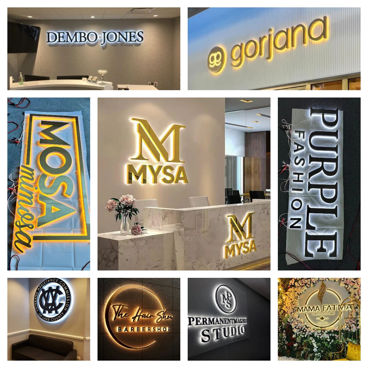 3D Metal Letters Business Logo Custom Led Illuminated Backlit Sign