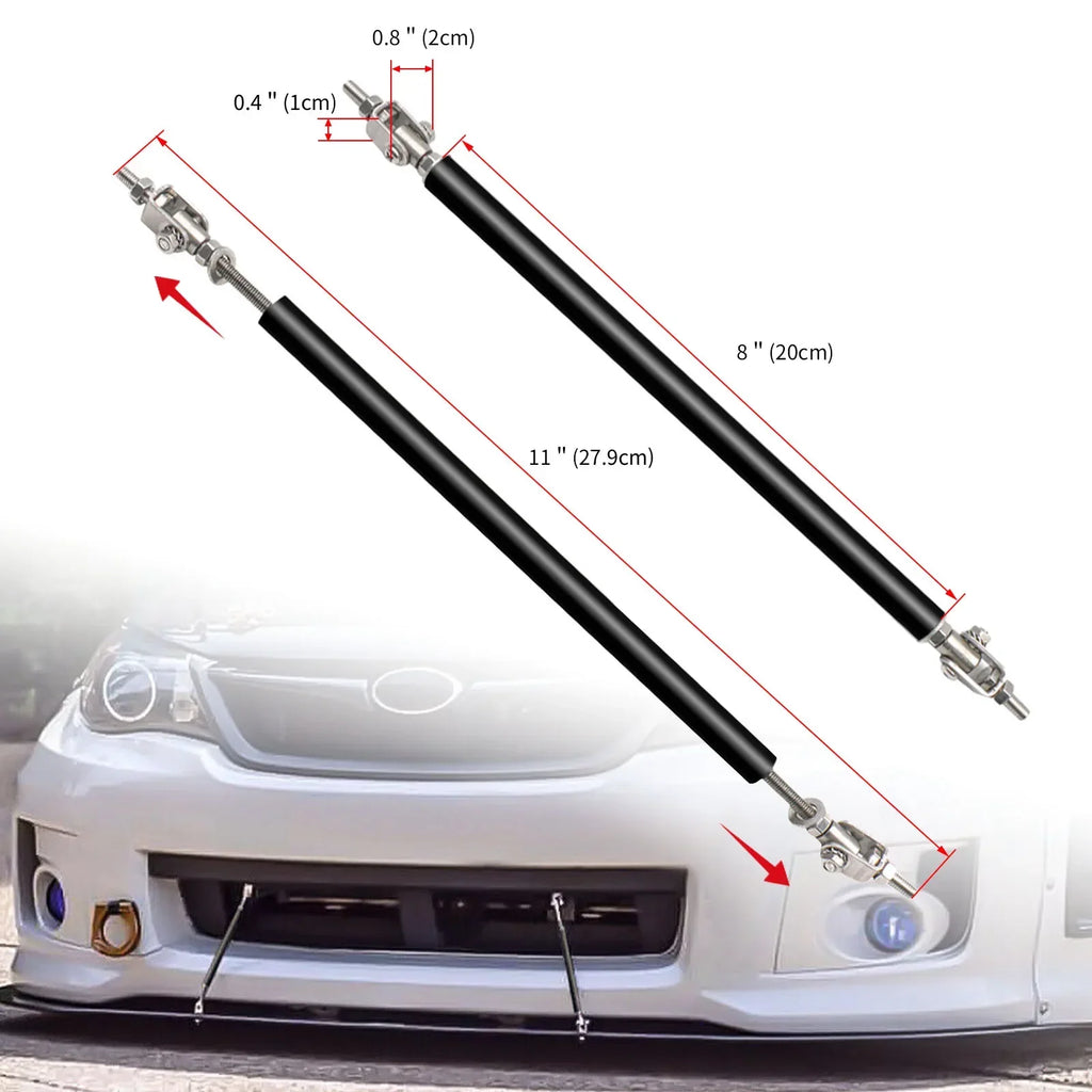 Universal ABS Front Bumper Lip Chin Spoiler Splitter With 8"-11" Adjustable Support Rod