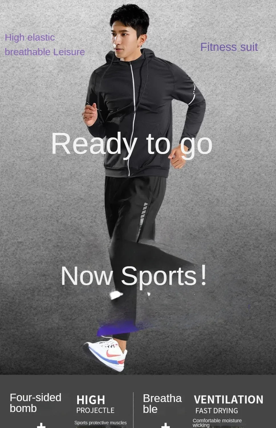 7Pcs Men's Ice Fiber Quick-Dry Running Fitness Full Set